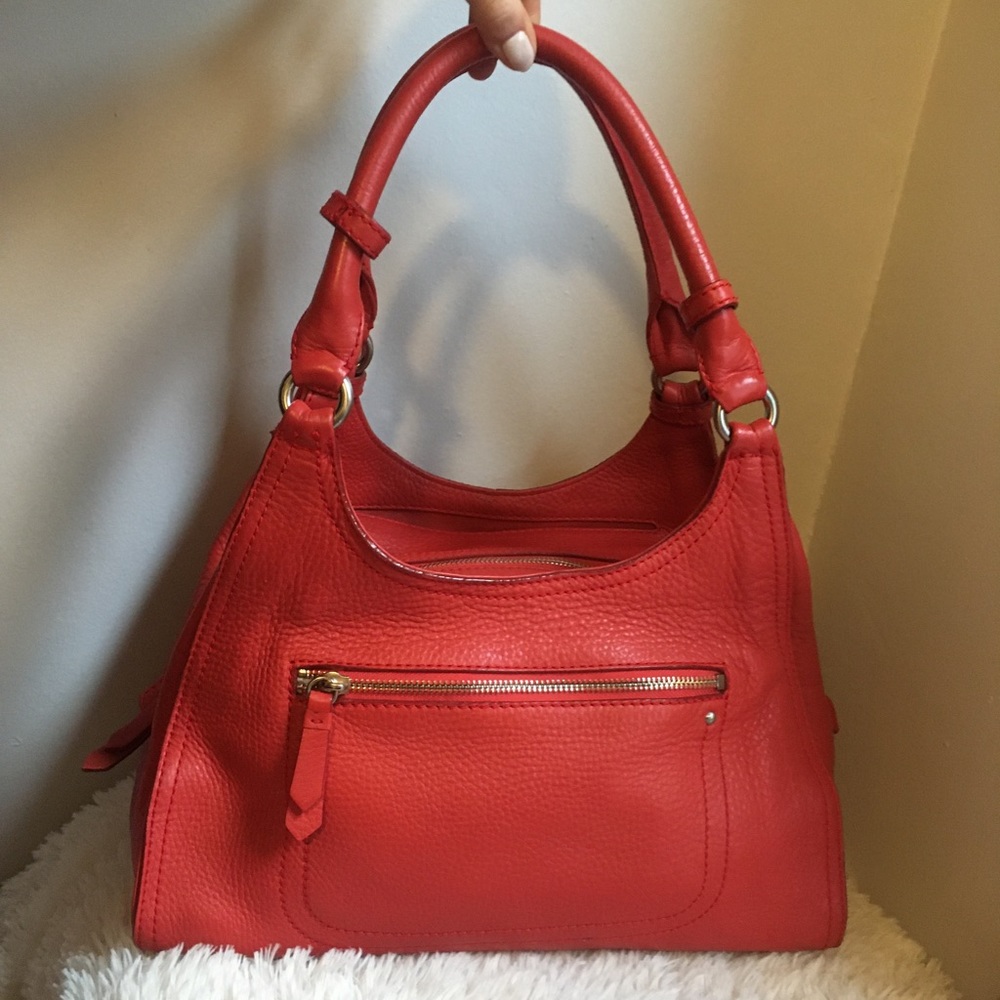 💕Cole Hann Red Pebbled Leather Shoulder Bag
